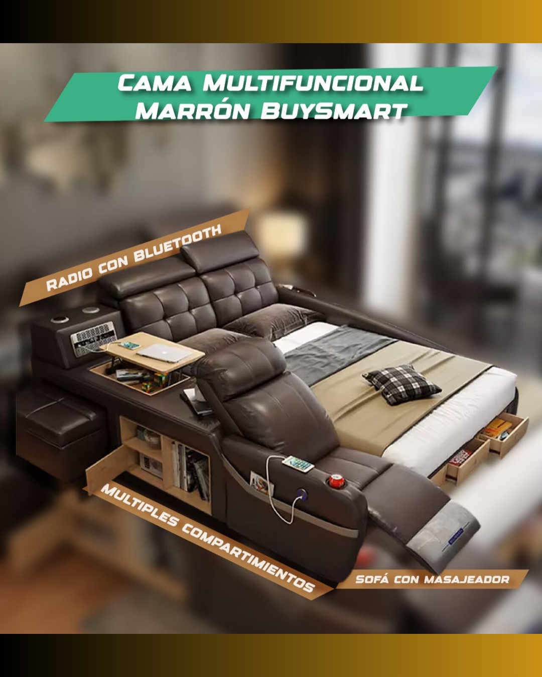 Cama Multifuncional Marrón.